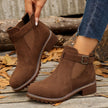 Nella | Women's Suede Round-Toe Buckle Chunky Chelsea Boots