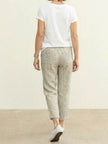 FJØRNA linen summer trousers for women with a breezy, relaxed fit and straight-leg design, featuring a drawstring waist.