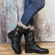 Hanne | Women's Brown Knit Cuff Ruched Side Zip Boots with Faux Leather