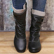Hanne | Women's Brown Knit Cuff Ruched Side Zip Boots with Faux Leather
