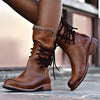 Femke | Women's Brown Lace Up Studded Ankle Boots with Leather Comfortable