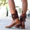 Femke | Women's Brown Lace Up Studded Ankle Boots with Leather Comfortable