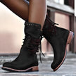 Femke | Women's Brown Lace Up Studded Ankle Boots with Leather Comfortable