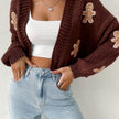 Christmas Cardigan Gingerbread Open Front Long Knit Holiday Sweater Jumper | Aurelia