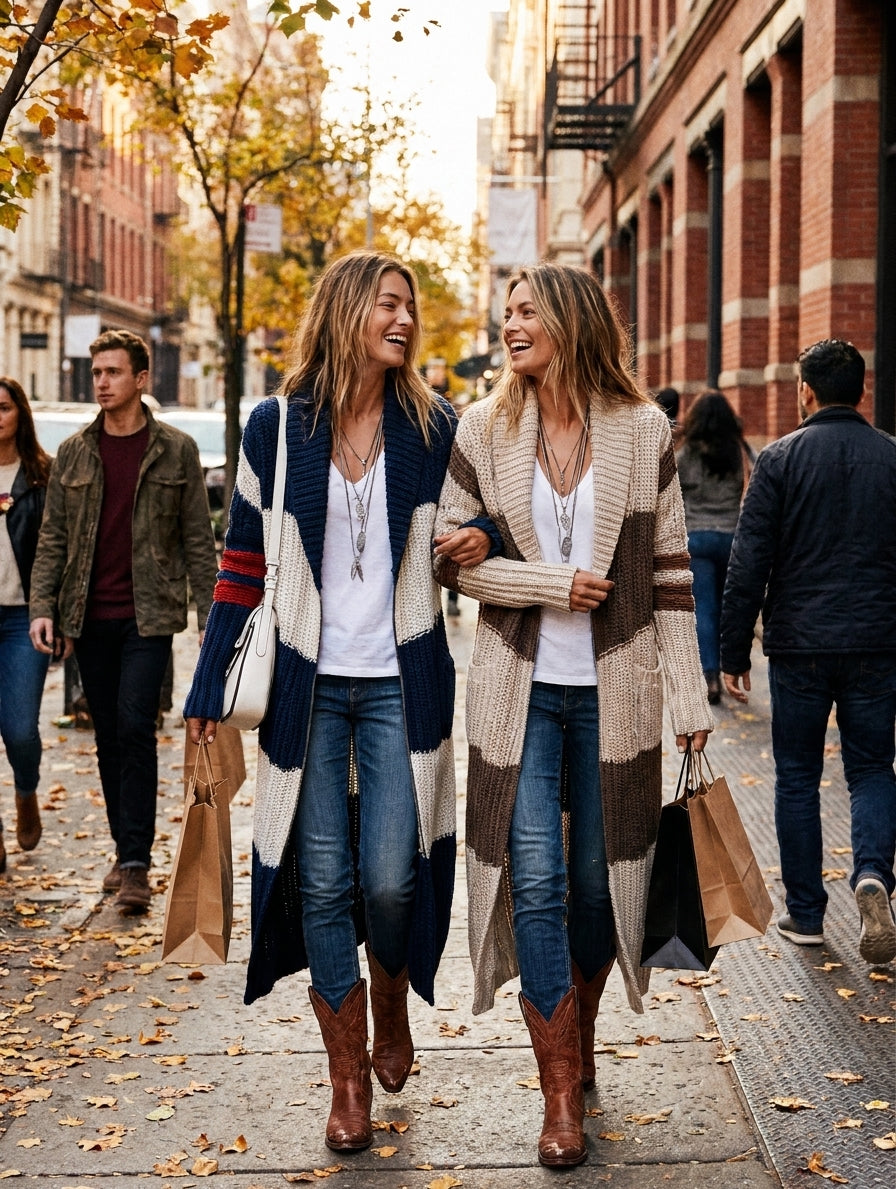 Long Zip-Up Knit Cardigan with Shawl Collar and Relaxed Fit for Women