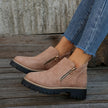 Ankle Boots Leopard Print Suede Lug Sole Chunky Side Zip Winter Boots | Nina