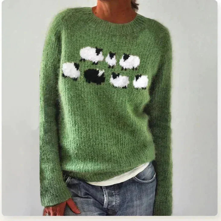 Fiona | Women's Patterned Crewneck Sweater with Crew-Neck Cozy Soft for Layering