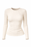 Long Sleeve Top Women Slim Fit Round Neck Stretch