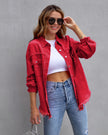 Denim Jacket Women Relaxed Fit Button Front Casual