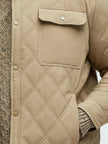Padded Jacket Men Lapel Collar Ribbed Cuffs Regular Fit Polyester