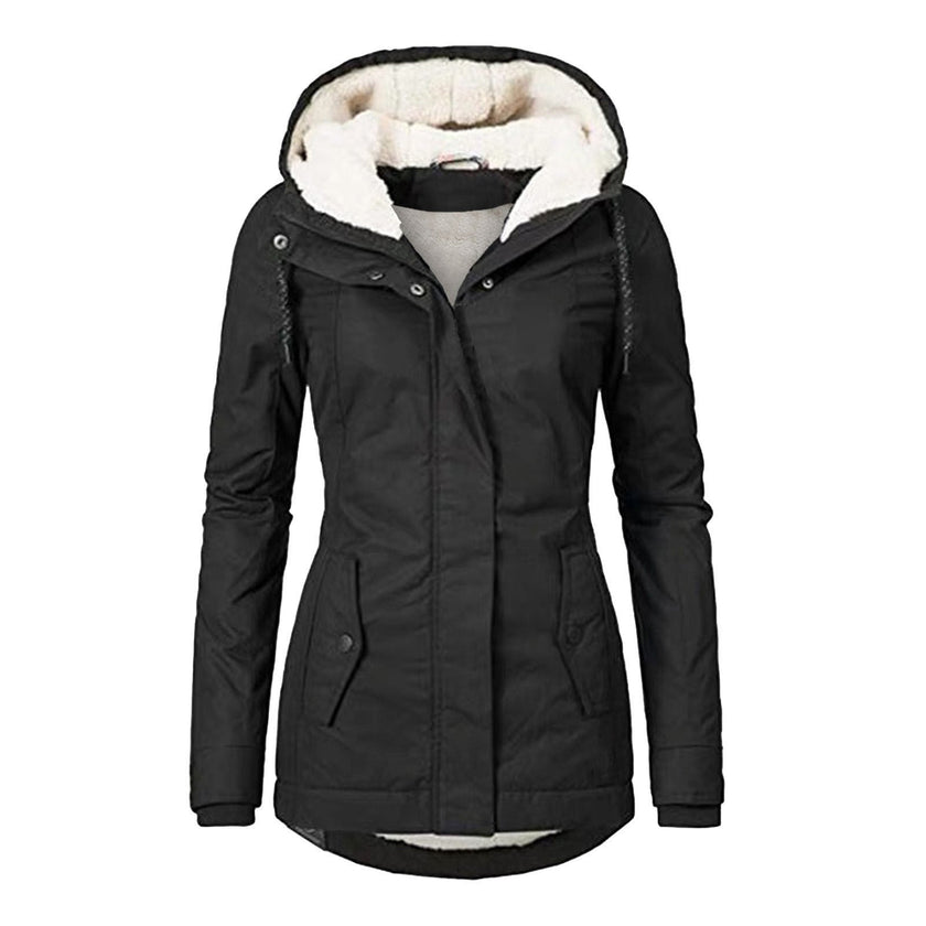 Elin | Women's Wool Hooded Buckle Fleece Jacket with Pockets