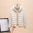 Quilted Jacket Women Hooded Zip Front Slim Cropped