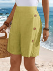FJØRNA lightweight summer women's shorts with elastic waist and button front, casual and comfortable for warm weather.
