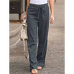 FJØRNA women's lightweight summer trousers with wide-leg fit and drawstring waist, casual and comfortable for warm weather.
