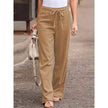 Lightweight women's summer trousers by FJØRNA featuring wide-leg design and drawstring waist, perfect for casual warm-weather wear.