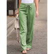 Lightweight women's summer trousers by FJØRNA with wide leg and drawstring waist, perfect for casual warm-weather wear.