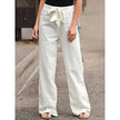 FJØRNA women's lightweight summer trousers with wide leg cut and drawstring waist, perfect for casual warm-weather wear.