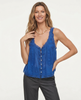 FJØRNA women's lace cami top with front tie, featuring delicate lace fabric and a stylish, feminine design.