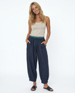 FJØRNA women's linen tapered trousers, lightweight and stylish pants with a relaxed fit, perfect for casual and summer wear.