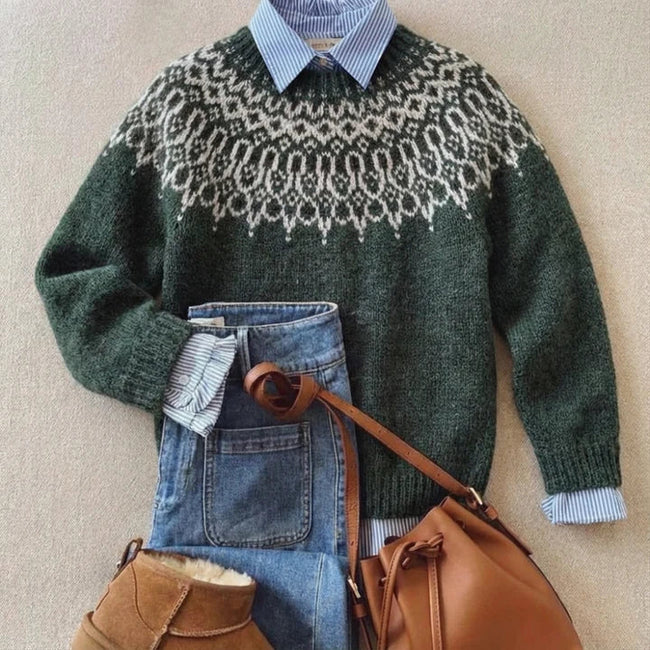 Tundra | Women's Vintage Knit Nordic Sweater Pullover with Elegant Classic Soft