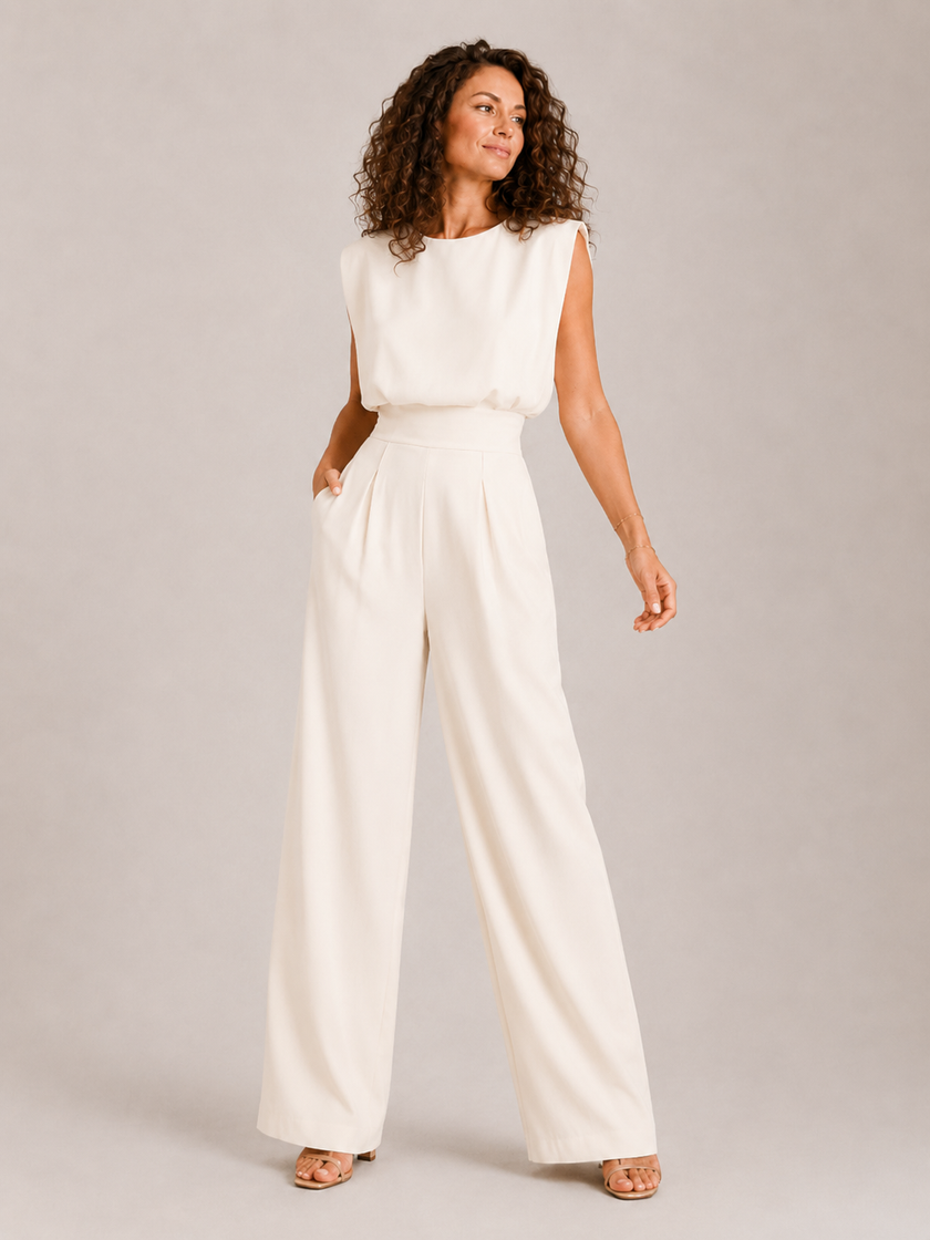 Jumpsuit Women Sleeveless High Waist Straight Leg