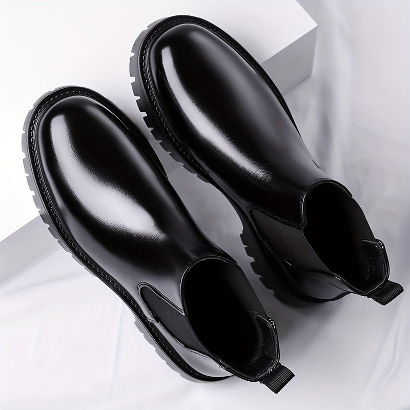Chelsea Boots Black Slip On Elastic Panel Sturdy Sole Ankle Boots | Foster