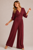 Jumpsuit Women Three-Quarter Sleeve High Waist Wide Leg