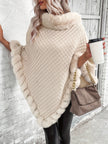 Hanne | Women's Faux-Fur Turtleneck Oversized Knit Poncho