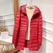 Quilted Jacket Women Hooded Zip Front Lightweight Mid-Length