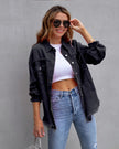 Denim Jacket Women Relaxed Fit Button Front Casual