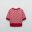 Short Sleeve Knit Sweater Women Heart Jacquard Crew Neck
