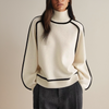 High Neck Knit Sweater Women Wide Sleeve Relaxed Fit