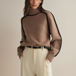High Neck Knit Sweater Women Wide Sleeve Relaxed Fit