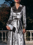 FJØRNA button-front belted midi coat dress for women, stylish and elegant with a tailored fit and classic design.