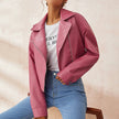 Zip Jacket Women Short Straight Fit Urban Lapel