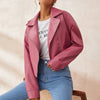 Zip Jacket Women Short Straight Fit Urban Lapel