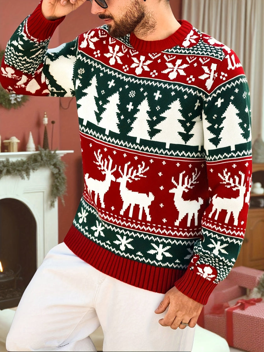 Fair Isle Christmas Sweater Reindeer Thick Knit Nordic Holiday Jumper | Sheila
