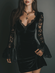 FJØRNA velvet mini dress, elegant evening dress with a fitted silhouette and soft fabric, perfect for formal occasions.