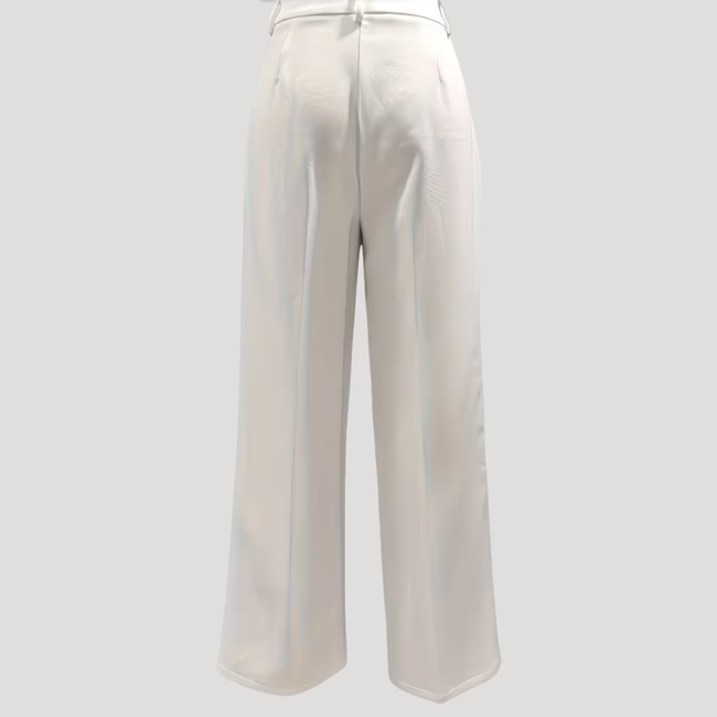 FJØRNA lightweight summer women's trousers with high waist and wide leg, suitable for workwear or casual wear.