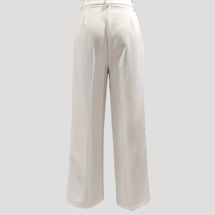 FJØRNA lightweight summer women's trousers with high waist and wide leg, suitable for workwear or casual wear.