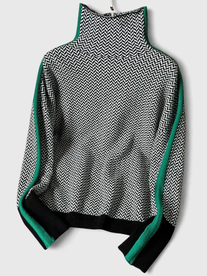 Harper | Women's Turtleneck Print Long Sleeve Sweater with High-Neck for Winter