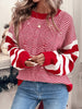 Oona | Women's Oversized Long Striped Crew-Neck Knit Christmas Sweater