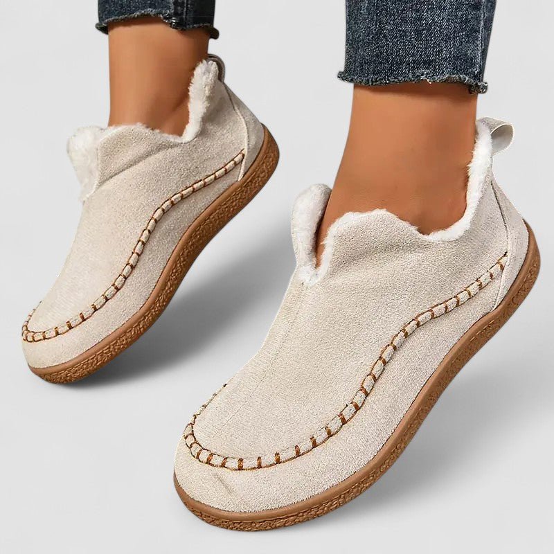 FJØRNA women's orthopedic slip-on shoes with zip-up design, heeled arch support, and supportive footwear for comfortable wear