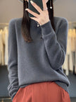 Wool Sweater Crew Neck Drop Shoulder Brushed Soft Knit Pullover Jumper | Malin