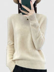 Wool Sweater Crew Neck Drop Shoulder Brushed Soft Knit Pullover Jumper | Malin