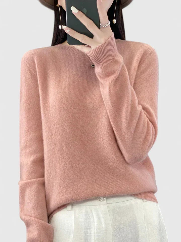 Wool Sweater Crew Neck Drop Shoulder Brushed Soft Knit Pullover Jumper | Malin