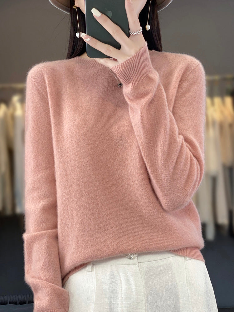 Wool Sweater Crew Neck Drop Shoulder Brushed Soft Knit Pullover Jumper | Malin