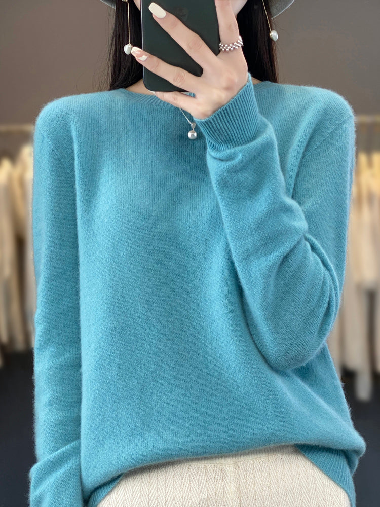 Wool Sweater Crew Neck Drop Shoulder Brushed Soft Knit Pullover Jumper | Malin
