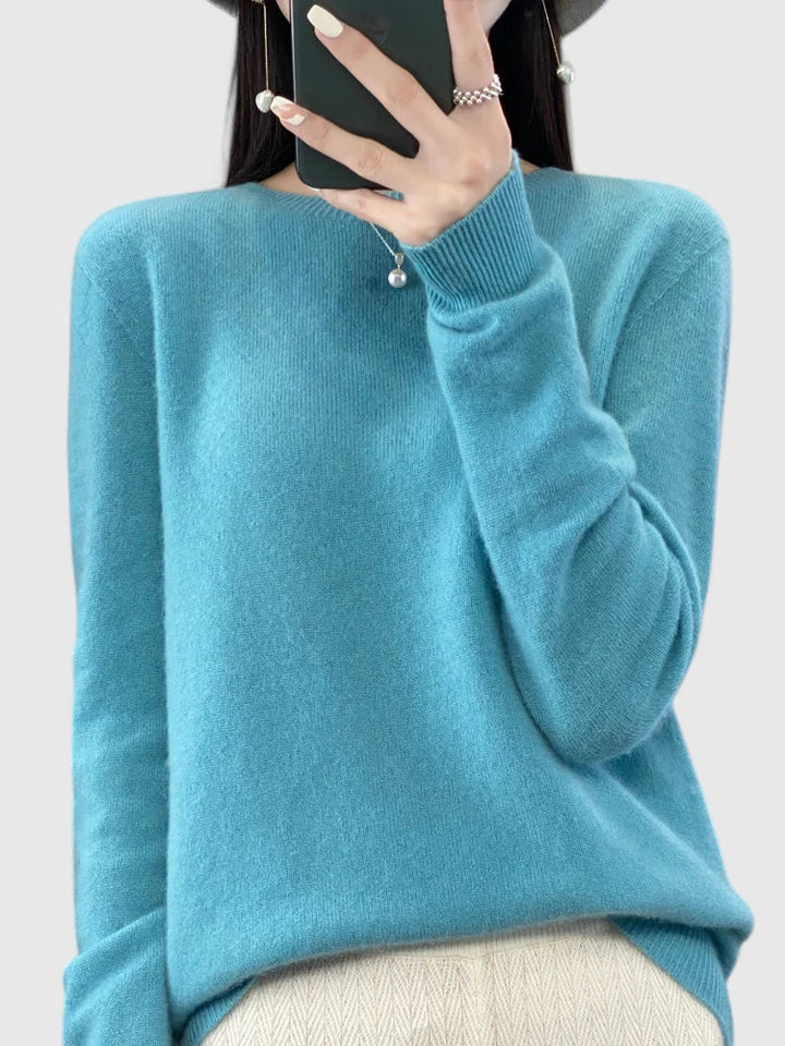 Wool Sweater Crew Neck Drop Shoulder Brushed Soft Knit Pullover Jumper | Malin