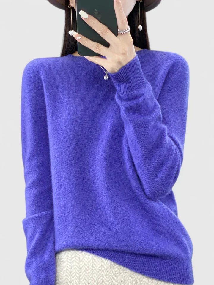 Wool Sweater Crew Neck Drop Shoulder Brushed Soft Knit Pullover Jumper | Malin